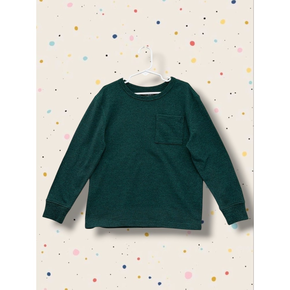 Old Navy Soft Knit Pocket Long Sleeve Top Green Kids Size S 6-7